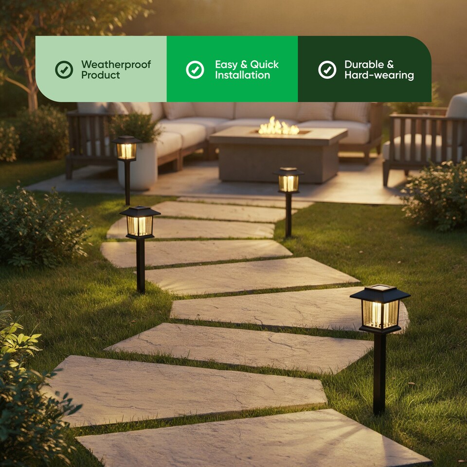 image 1 of Gardenwize 6 Pack Illuminated Solar Path Stake Lights