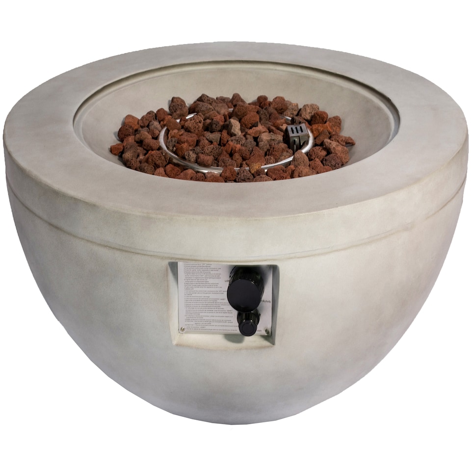 image 1 of MDA Designs TABITI Light Grey Gas Fire Pit for Garden & Patio Luxurious Eco-Stone Finish Outdoor Heater
