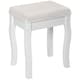image 1 of Dressing Table Stool - padded, with solid wood legs, rose pattern