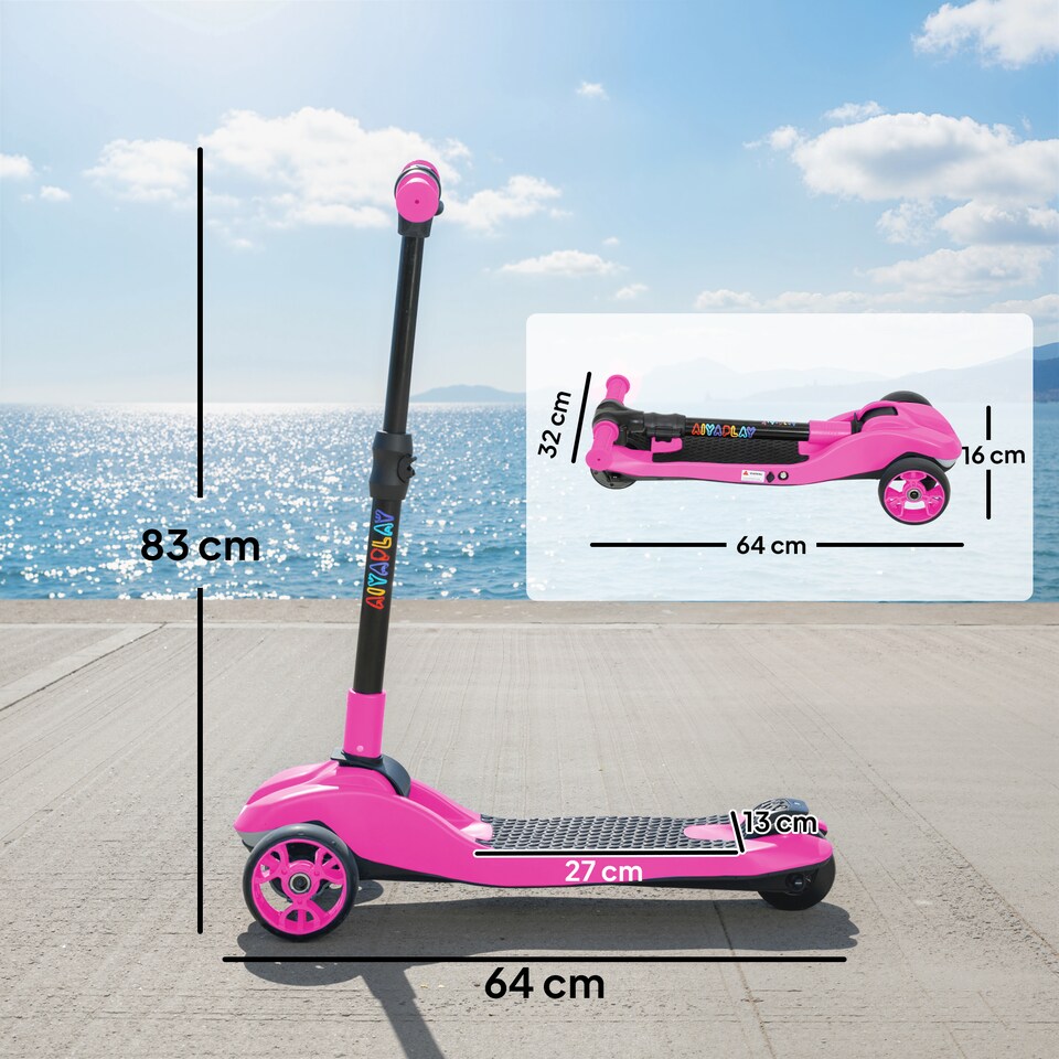 image 1 of AIYAPLAY Electric Scooter for Age 6-10, 3 Wheel Foldable Kids Scooter | Pink