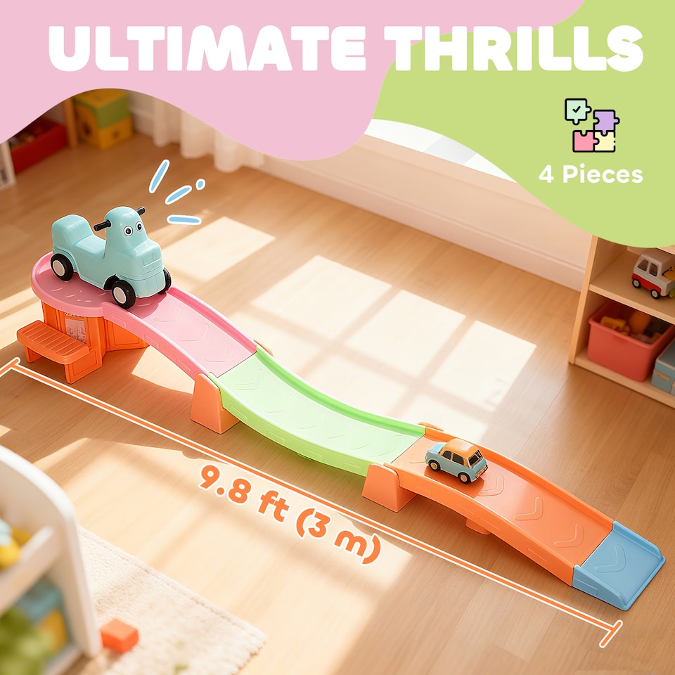 image 1 of AIYAPLAY 3(m) 4 Pieces Up and Down Kids Rollercoaster, for 2-5 Years, Orange