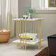 image 6 of 2 Tier Square Faux Marble Side Table Gold Gold