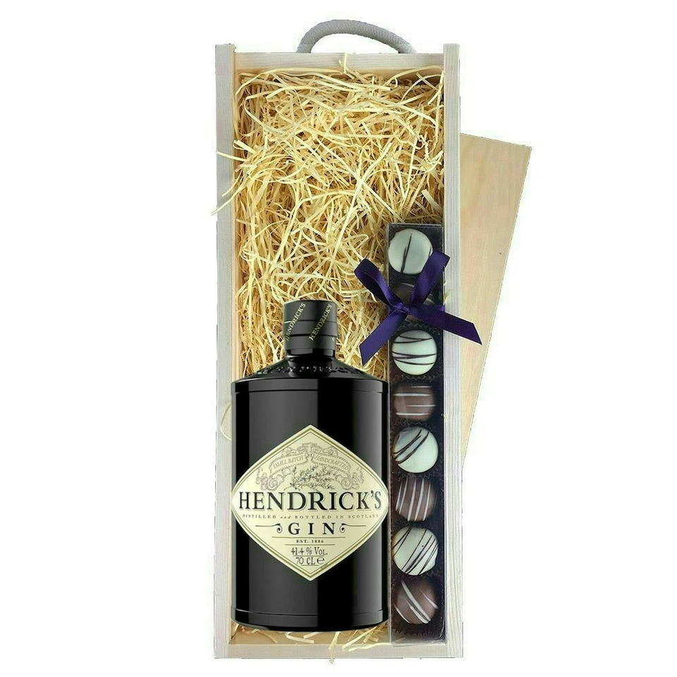 image 1 of Hendrick's Gin & Truffles, Wooden Box 70cl 41.4% abv
