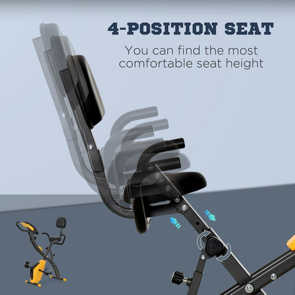 image 1 of HOMCOM 2-In-1 Folding Exercise Bike with 8-Level Magnetic Resistance Yellow