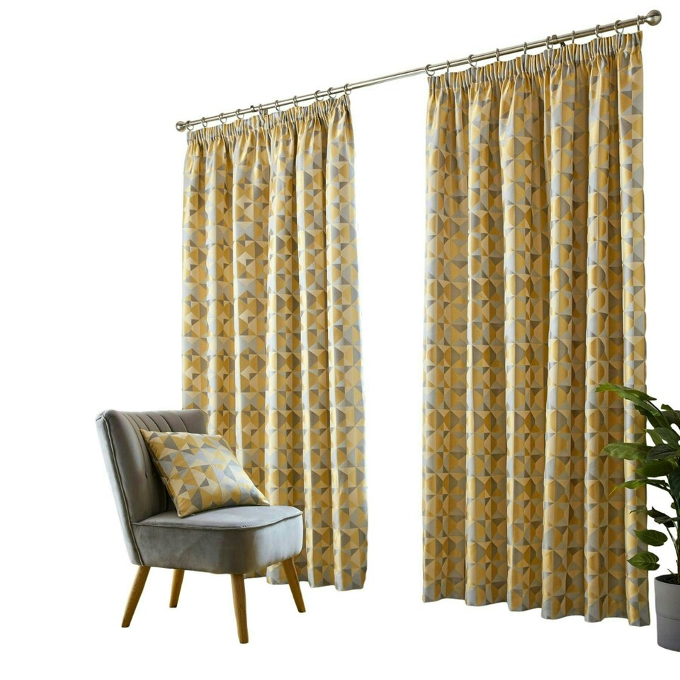 image 1 of Skandi Pencil Pleat Curtains - Ochre - 167 cm x 229 cm
