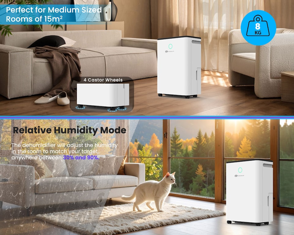 image 1 of 12L​/Day Dehumidifier ​for Home, Automatic Humidity Sensor