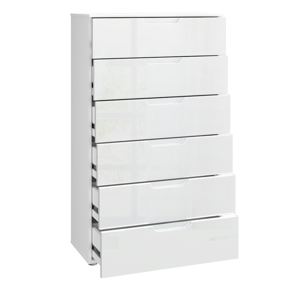 image 1 of Sienna Chest of 6 Drawers in White/White High Gloss