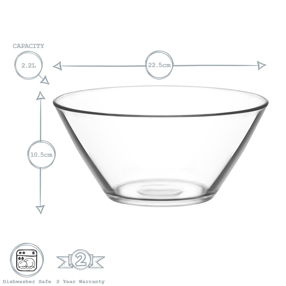 image 1 of LAV Vega Glass Serving Bowl - 22.5cm - Clear | Clear | Clear