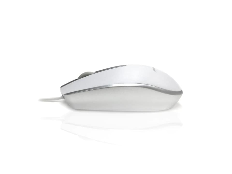 image 1 of Accuratus M100 MAC Mouse - USB Wired Full Size Slim Apple Mac Mouse with Silver and Matt White Tactile Case - White