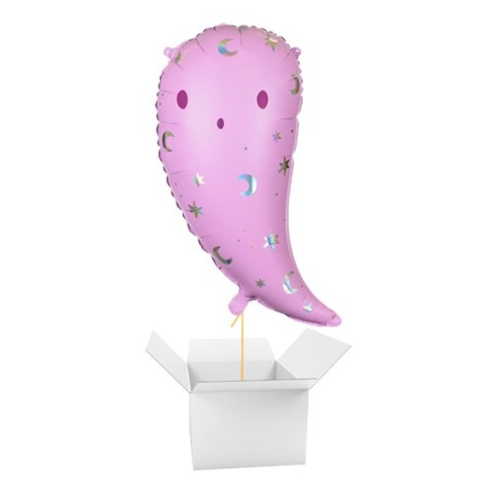 Pink Ghost Halloween Giant Helium Foil Balloon - Inflated Balloon in a Box