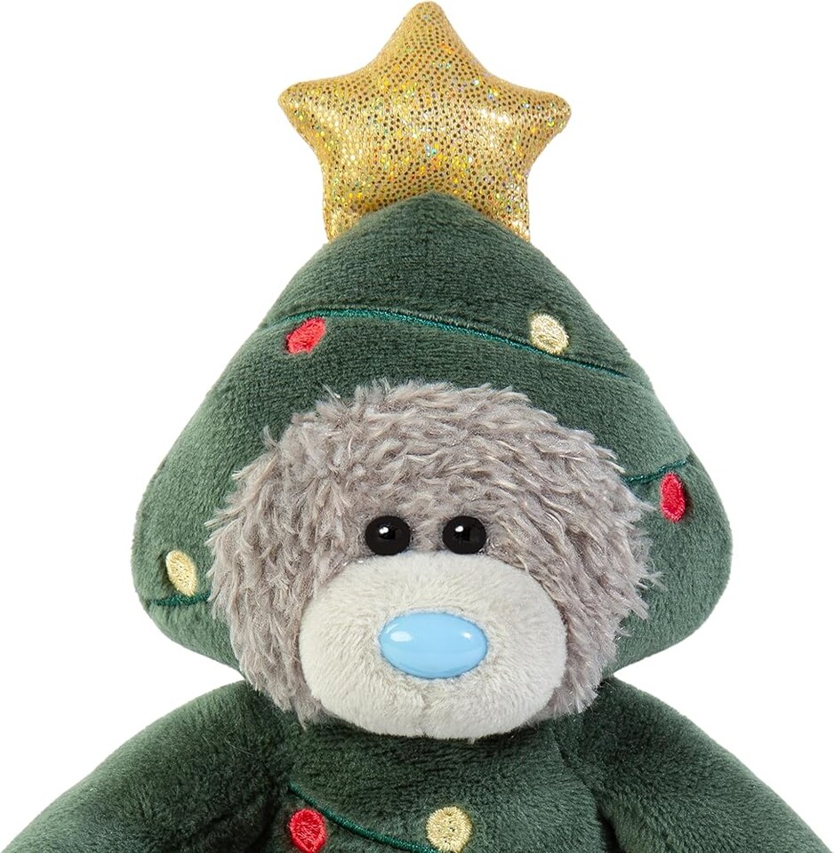 image 1 of Me to You Tatty Teddy Dressed As Christmas Tree 13cm-High Bear On Gift Plinth Official Collection