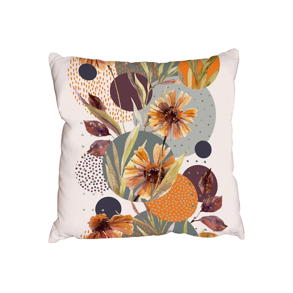 Watercolor flowers and leaves (Outdoor Cushion)
