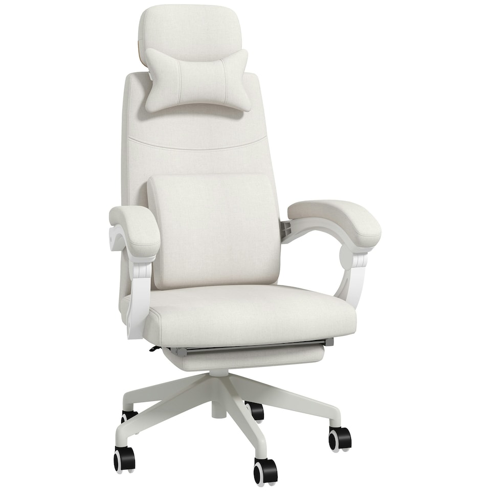 image 1 of Vinsetto Home Office Chair Reclining Computer Chair w/ Lumbar Support White