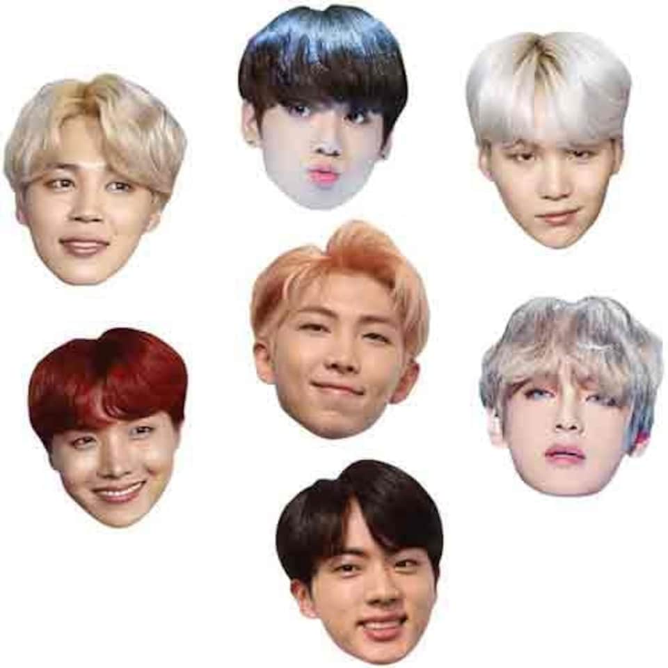 BTS K-Pop Cardboard Face Masks - Pack of 7