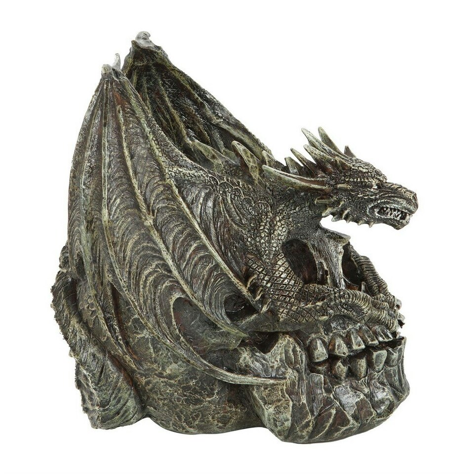image 1 of Spiral Direct Draco Dragon Skull Ornament - Grey/Brass - One Size