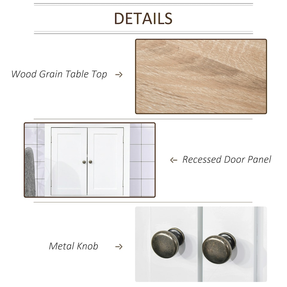 image 1 of kleankin Bathroom Pedestal Under Sink Cabinet Floor w/ Storage Shelf Double Door White | White