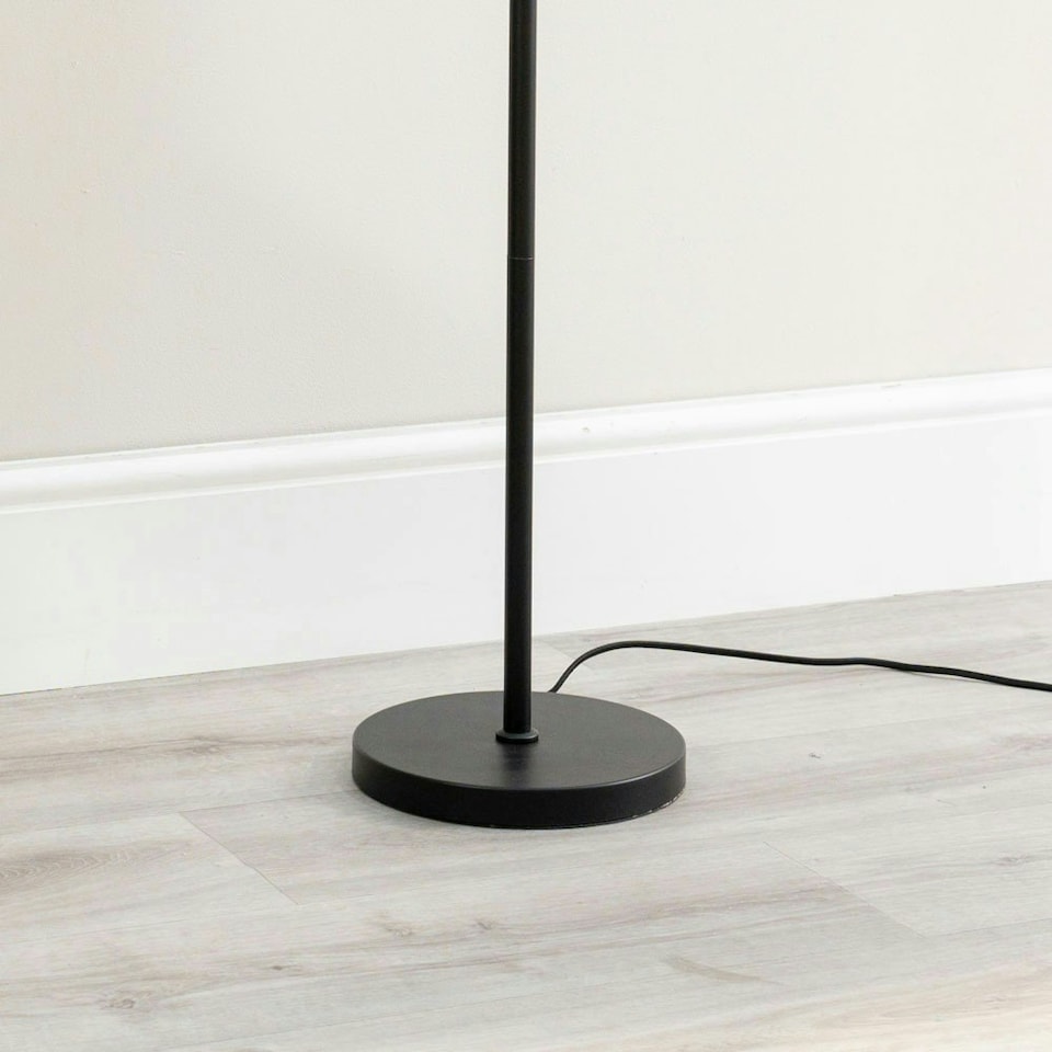 image 1 of ValueLights Marissa Forest Green Fabric Drum Shade with Black Stacked Ball Floor Lamp