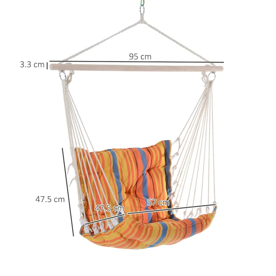 image 1 of Outsunny Outdoor Hammock Cushioned Chair Swing Seat Cotton Yard Orange