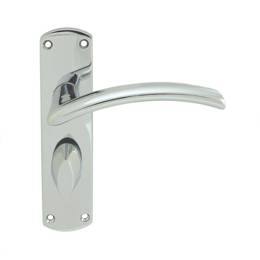 Loops Arched Lever on Bathroom Backplate Door Handle 170 x 42mm Polished Chrome