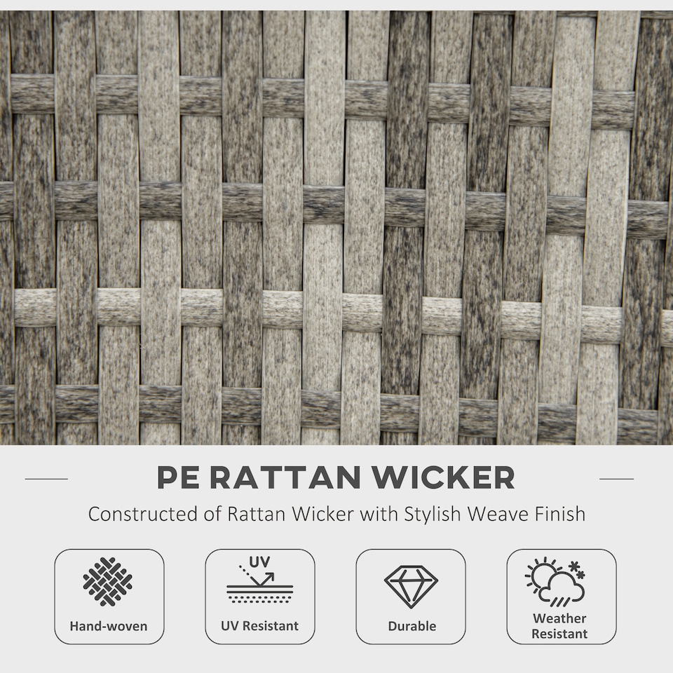 image 1 of Outsunny Outdoor PE Rattan Gas Fire Pit Table, Patio Square Propane Heater with Rain Cover, Glass Windscreen, and Lava Stone, 50,000 BTU, Grey