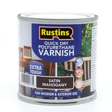 Rustins Quick Drying Polyurethane Varnish Satin Mahogany 250ml | Clear | Mahogany | 250ml | 1