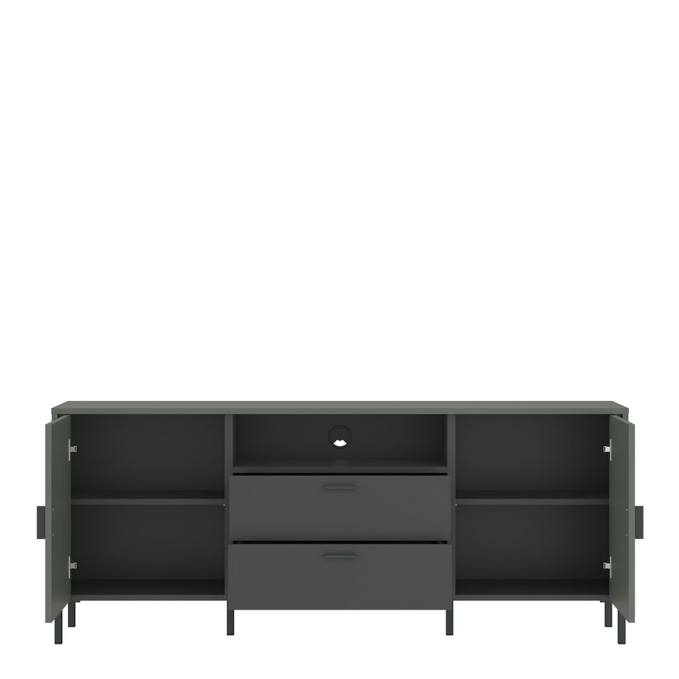 image 1 of Arundel TV Cabinet 2 Door 2 Drawer 158cm Wide in Green/Grey