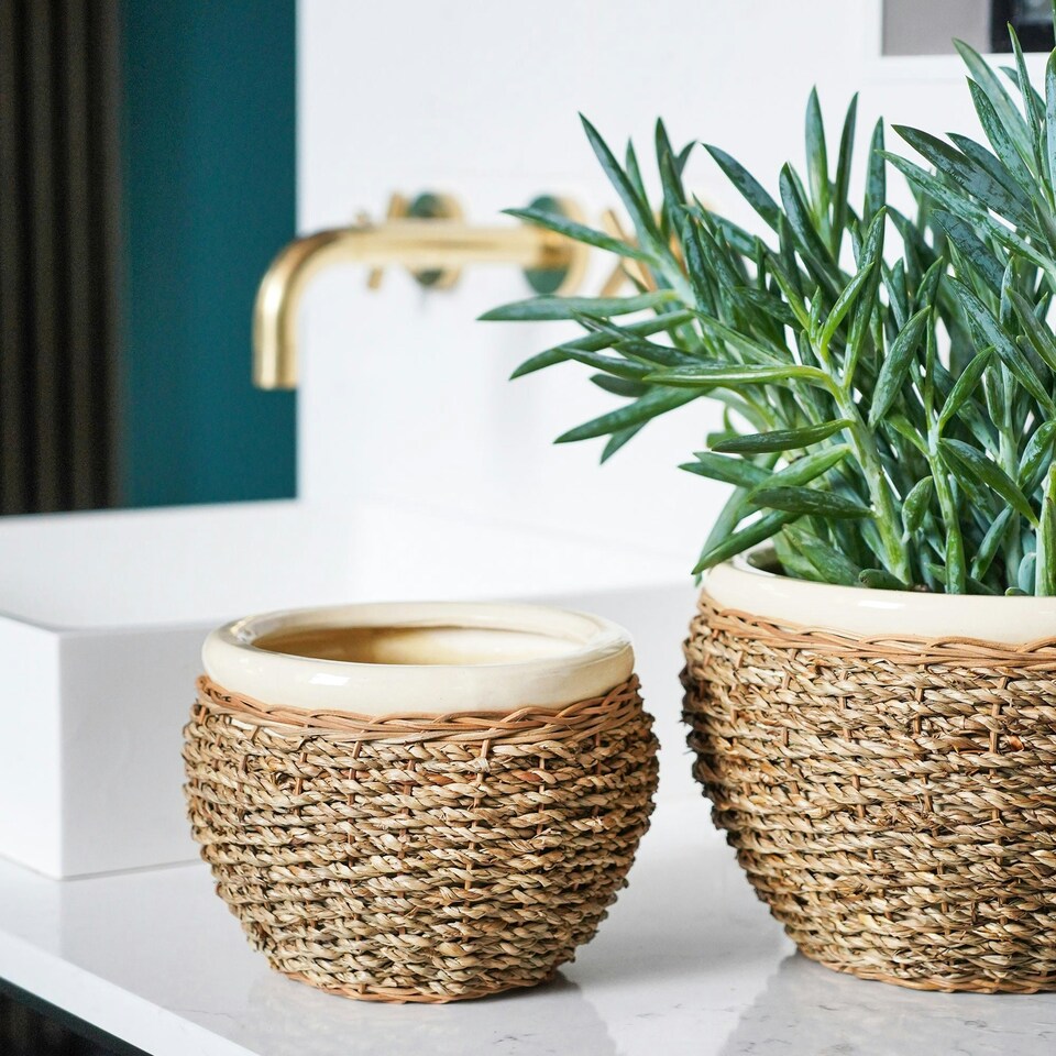 image 1 of Seagrass Pot Cover Set of 2 N/A