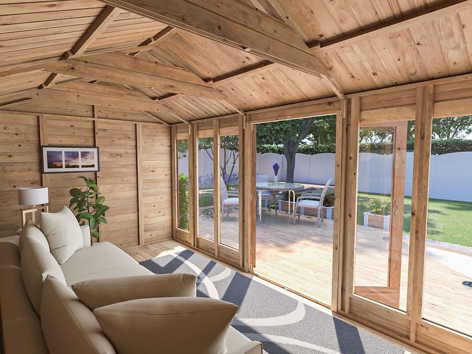 image 1 of Dunster House Summerhouse 4m x 2.4m (14' x 8') Reverse Apex, Pressure Treated, Superfelt, RagePanda