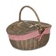 image 4 of Antique Wash Finish Oval Lined Picnic Basket Blue | Navy Blue | One Size
