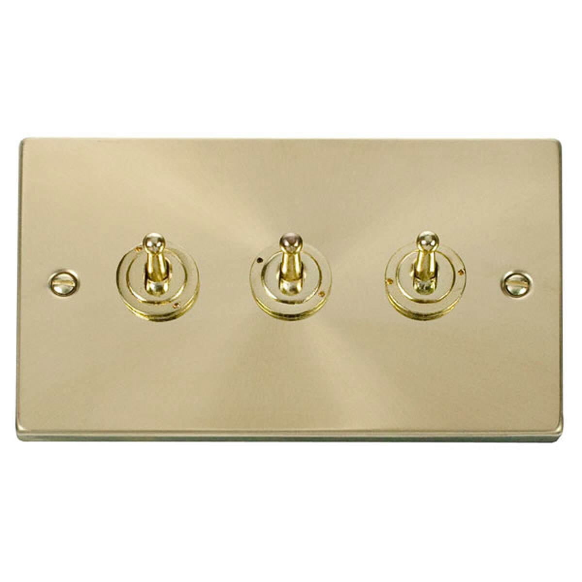 SE HOME Satin Brushed Brass 3 Gang 2 Way 10AX Toggle Light Switch Gold Satin Brass