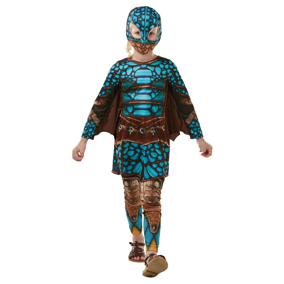 image 1 of How To Train Your Dragon Girls Deluxe Astrid Battlesuit Costume - Brown/Blue - 5-6 Years 5