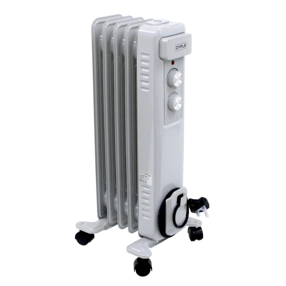image 1 of 1000W 5 Fin Portable Oil Filled Radiator Electric Heater