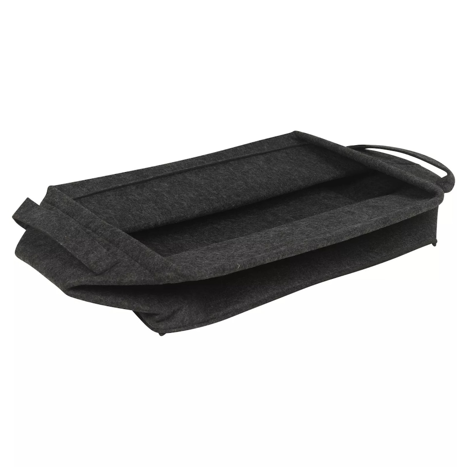 image 1 of Large Felt Storage Basket Closet Toy Hamper Laundry Bag Shelf Box Organiser | Black | Set of 2