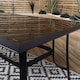image 6 of Outdoor 4 Person Rectangular Glass Top Garden Dining Table and 2 Benches Set