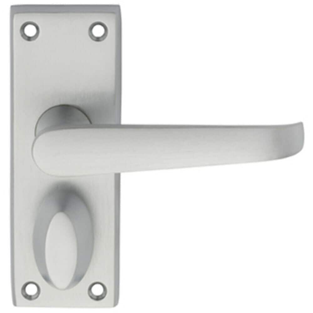 Loops PAIR Straight Handle on Short Privacy Backplate 118 x 42mm Satin Chrome