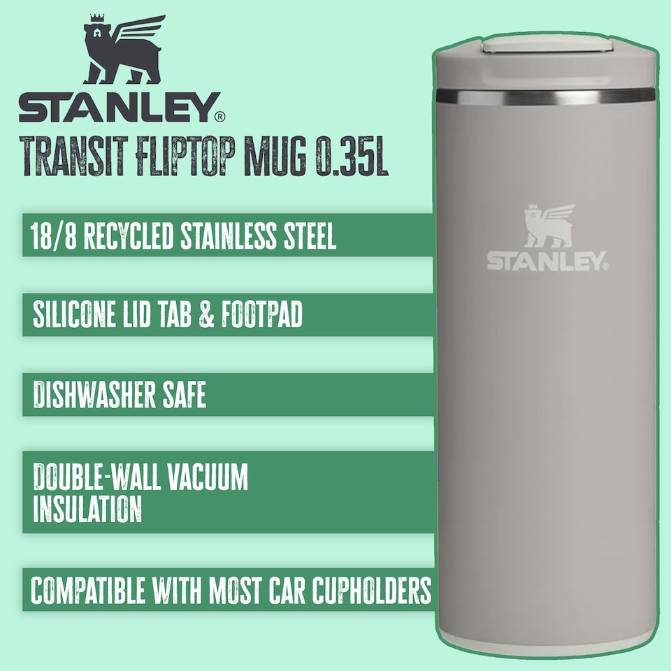 image 1 of 0.35L Insulated Stainless Steel Travel Mug Leakproof Flip Top Lid