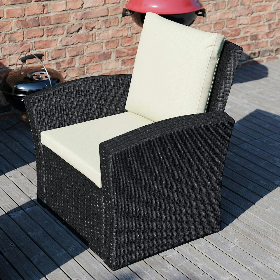 image 1 of Garden Vida Mylor 4 Seater Rattan Set Chair Sofa Coffee Table Outdoor Garden Furniture, Black
