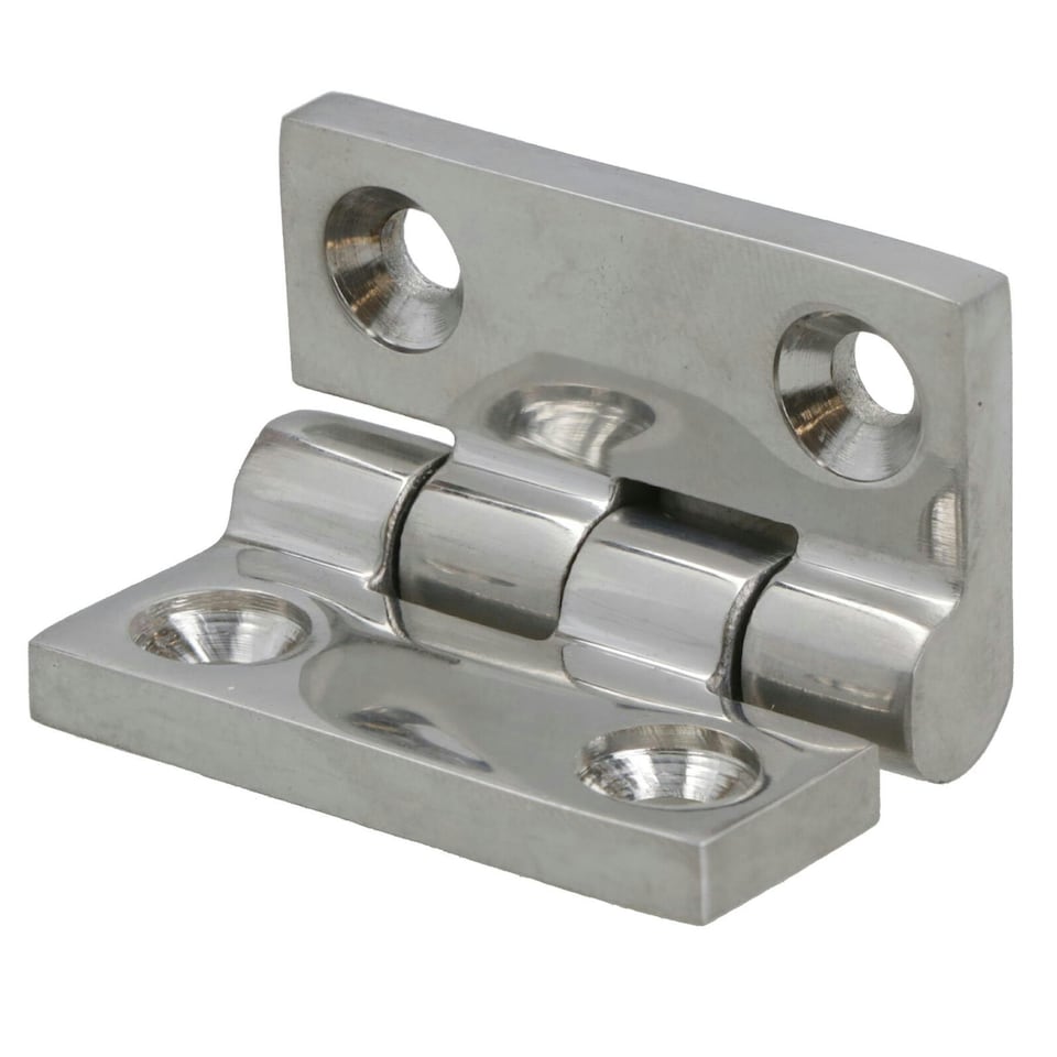 image 1 of Polished Door Butt Hinge 2 Pack Stainless Steel 38mm x 38mm 316 Marine Cabin Silver