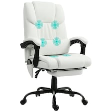 Vinsetto PU Massage Office Chair Height Adjustable Computer Chair White