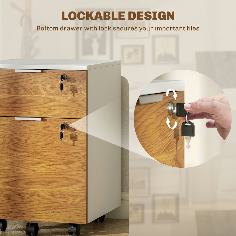 image 1 of HOMCOM 2 Drawer Filing Cabinet with Adjustable Hanging Bars for A4 and Letter