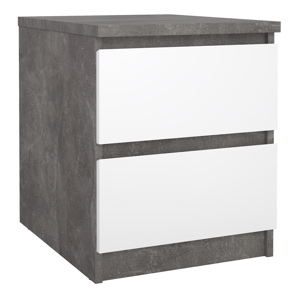 image 1 of Naia Bedside 2 drawers in Concrete/White high gloss