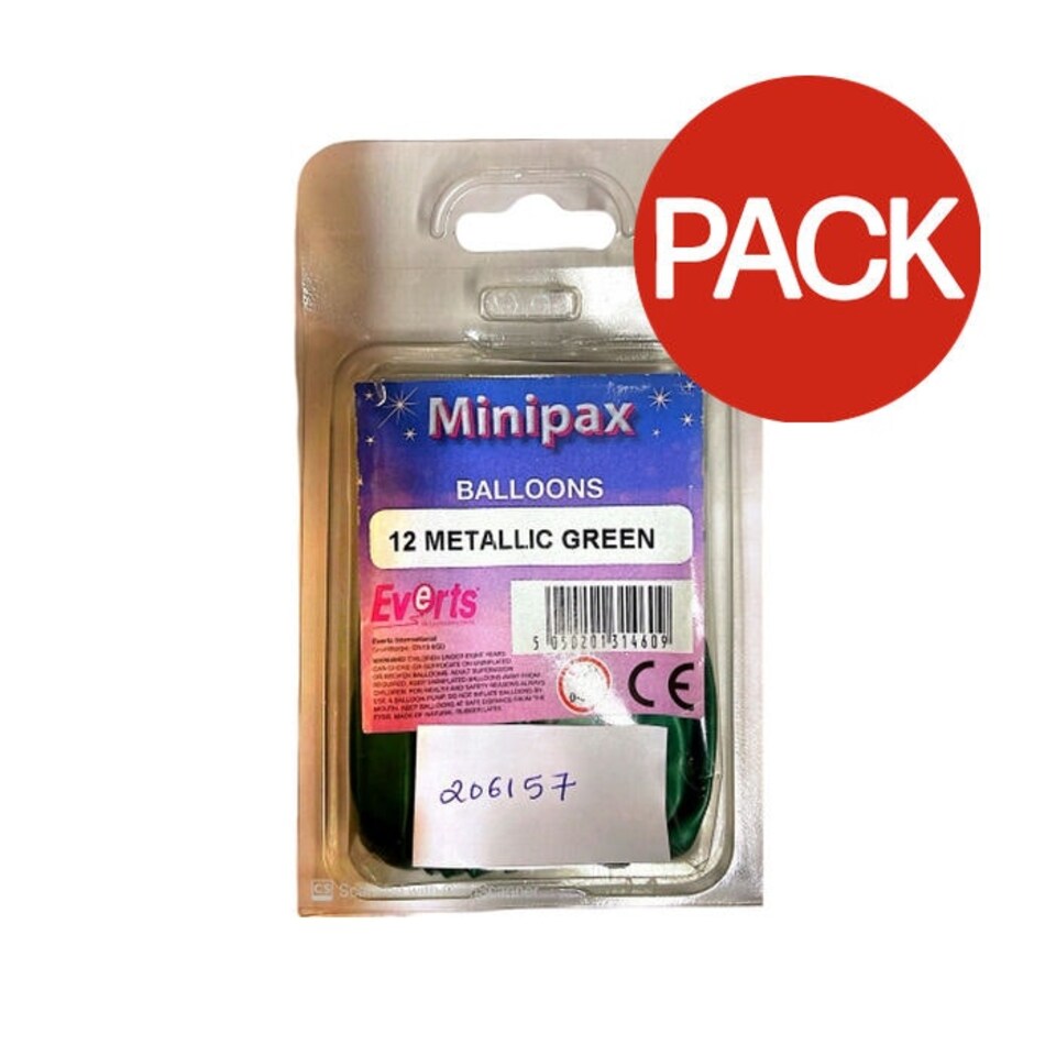 Everts Minipax Latex Metallic Balloons (Pack of 12) - Green - One Size