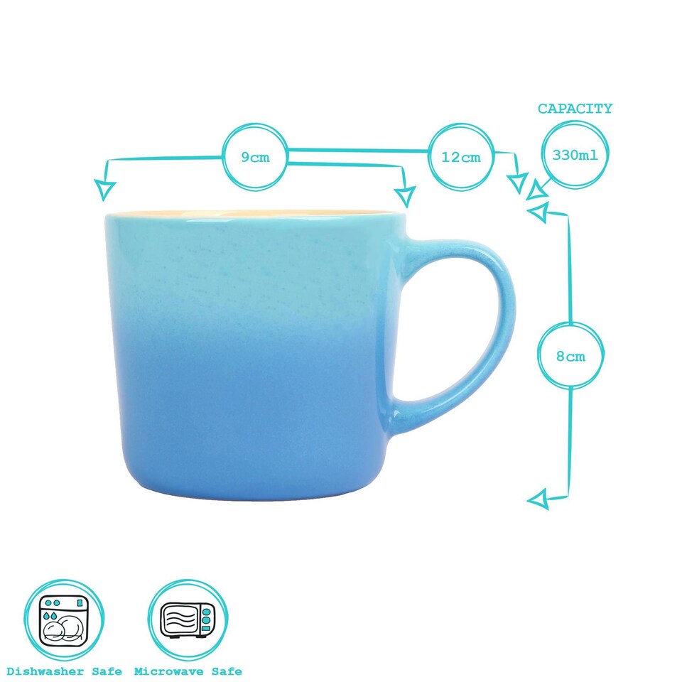 image 1 of Argon Tableware New Bone China Mugs - 330ml - Blue Ombre - Pack of 6 | Blue | Blue | 6