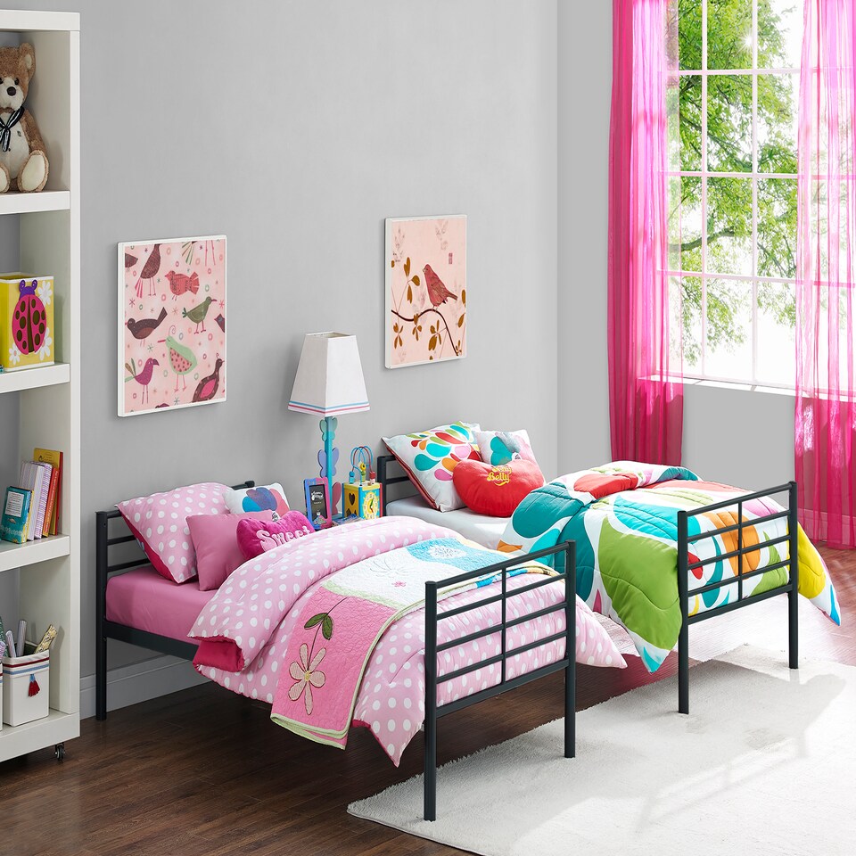 image 1 of Bunk Bed Convertible Metal Black, Single