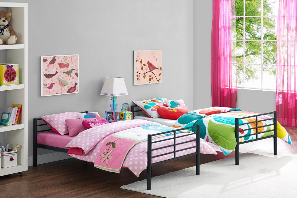 image 1 of Bunk Bed Convertible Metal Black, Single