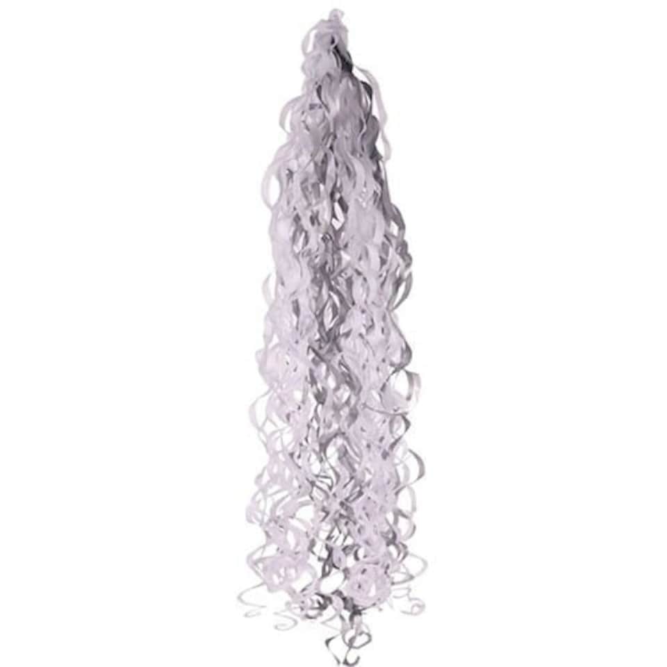 Metallic Silver And White Balloon Tail 75cm
