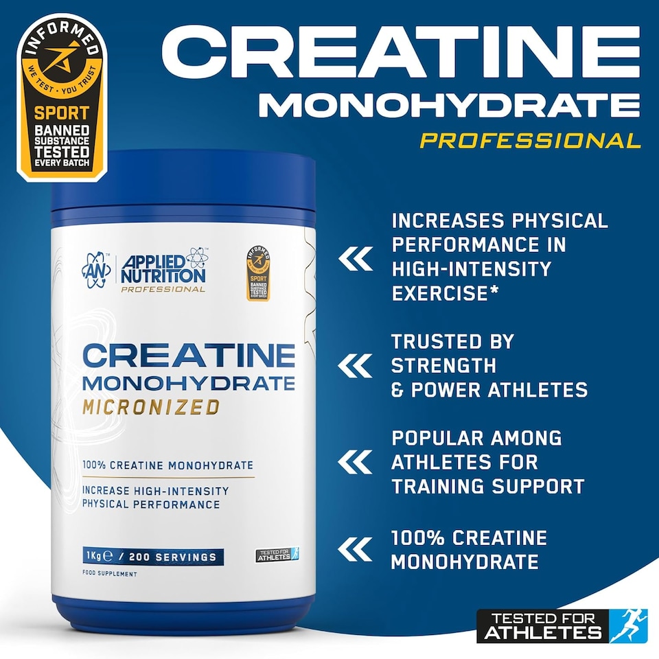 image 1 of Applied Nutrition Creatine Monohydrate Powder - Unflavoured - 200 Servings