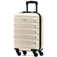 55x35x20cm Carry On Cabin Hard Shell Suitcase - 100+ Airlines Approved Including EasyJet (Paid), British Airways, Ryanair (Priority), TUI Cream | Cream / Black | Cabin Bag