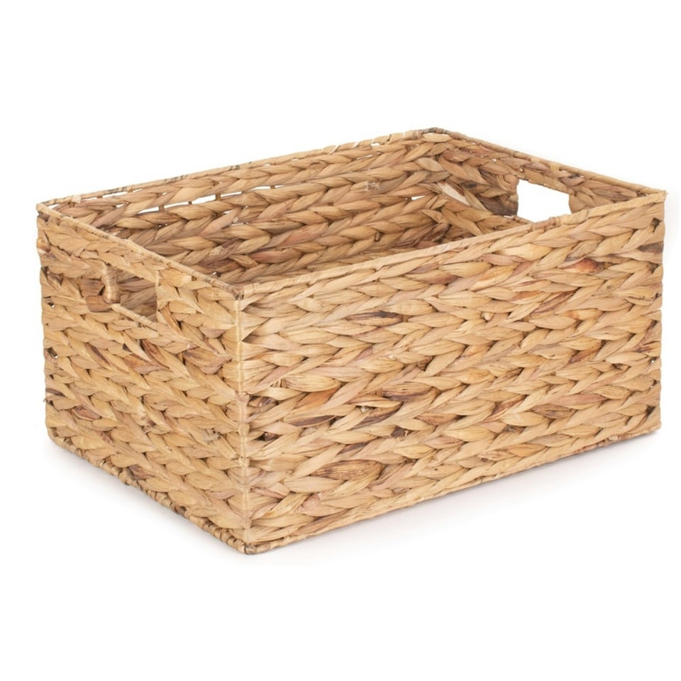 image 1 of Large Water Hyacinth Rectangular Storage Basket | Brown | Brown