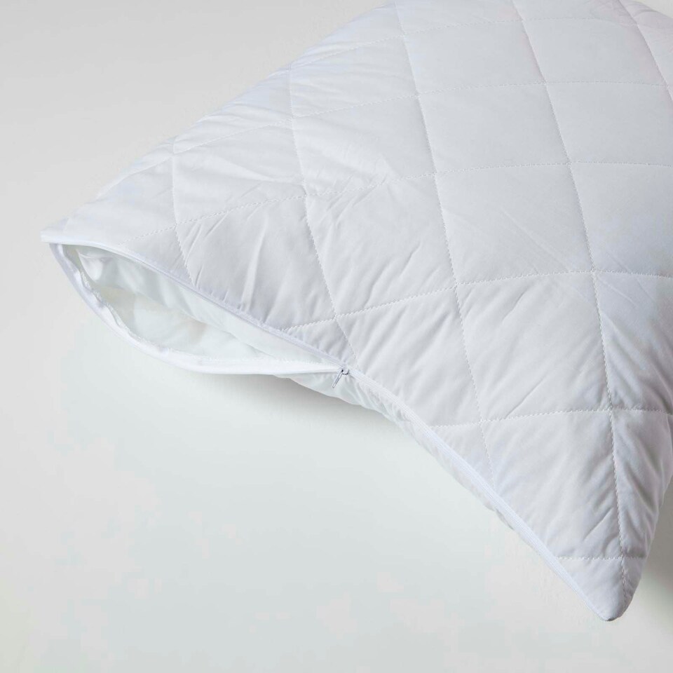 image 1 of Homescapes Cotton Rich Quilted Pillow Protectors - 65 x 65 cm - Pack of 4 White